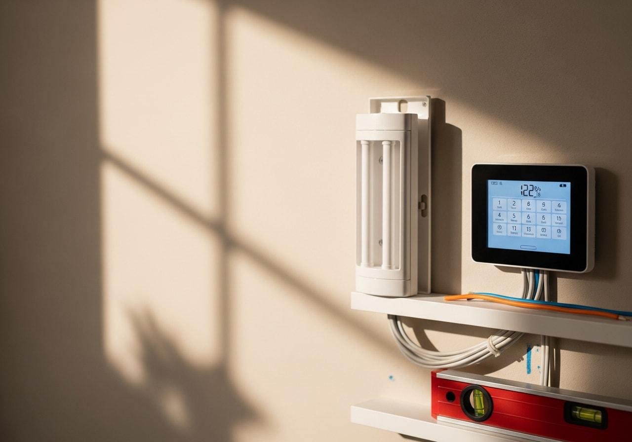 Smart thermostat display and UV light installation in residential HVAC system
