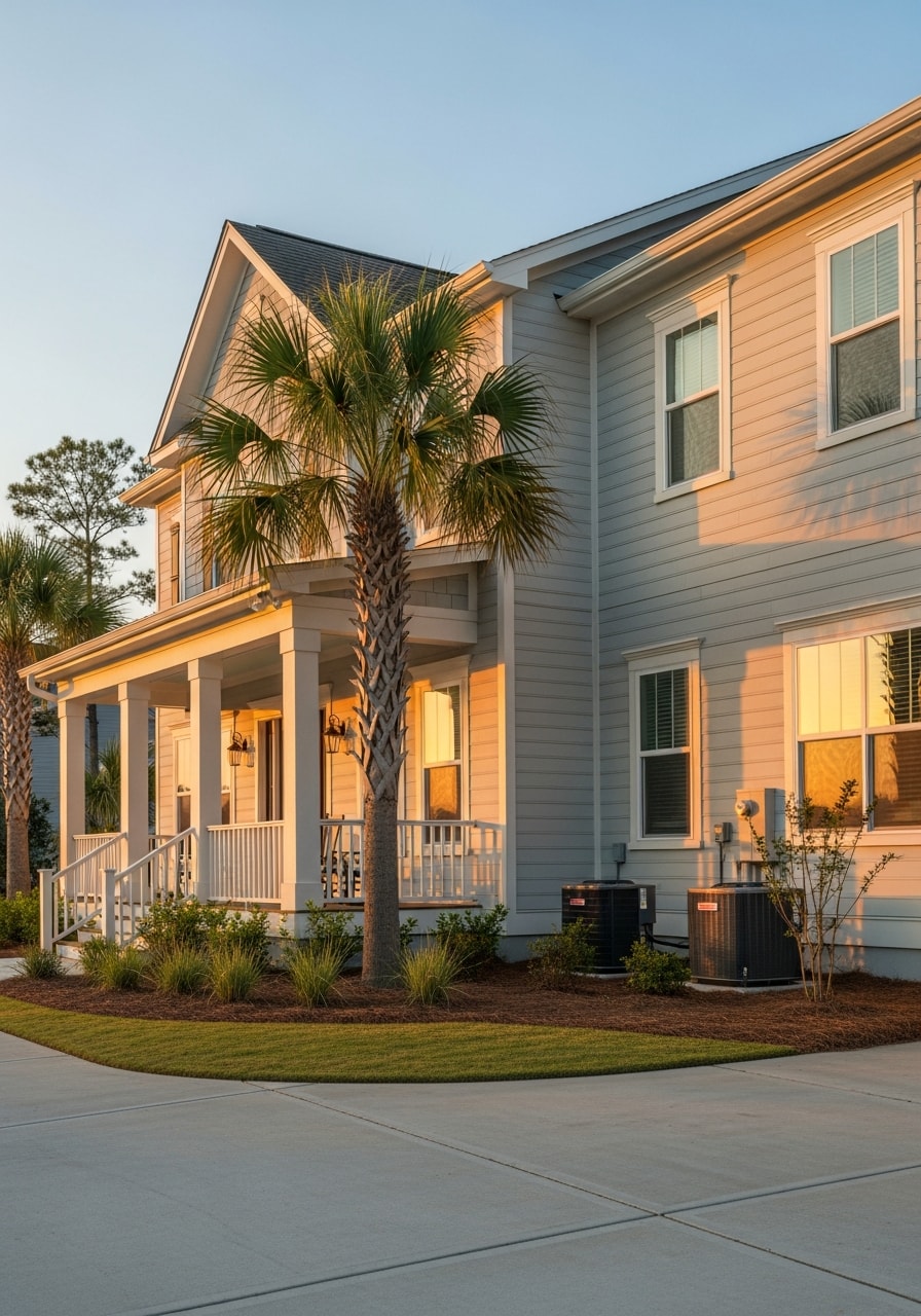 Professional contractor in work attire standing in front of a Carolina Forest home, representing quality service standards.